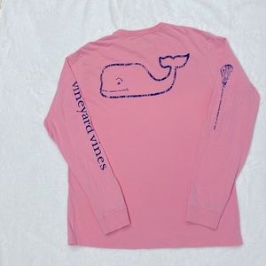 Vineyard Vines 100% Cotton Baby Pink with Logos Long Cool Shirt Women's Small !!